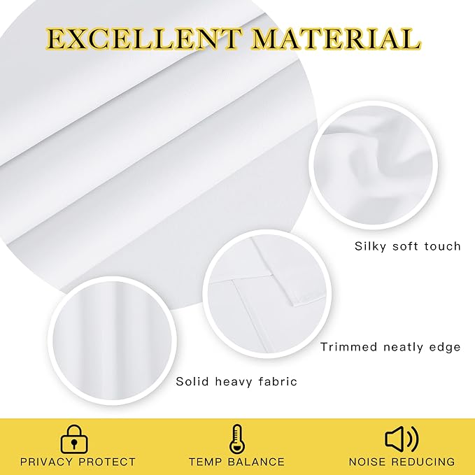 NICETOWN Room Darkening White Curtain for Living Room - Grommet Thermal Drape Sound Reducing Heat Blocking Window Treatments for Living Room/Doorway (1 Panel, W52 x L90)
