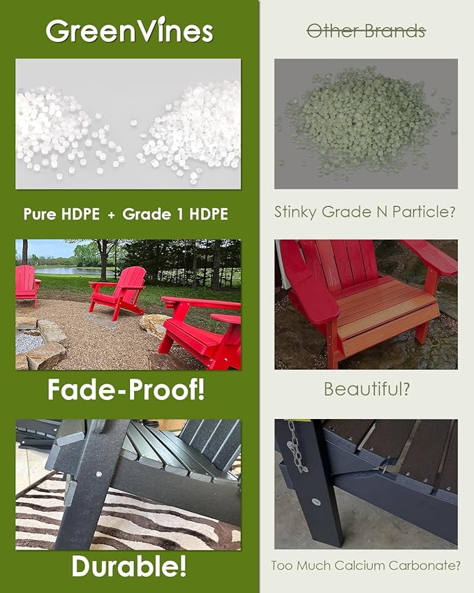 GREENVINES 5-Piece Patio-Dining-Set | HDPE Plastic | Outdoor Table and Chairs Sets for 4 | Patio Furniture | All Weather | Umbrella Hole | for Backyard Poolside Garden | Grey
