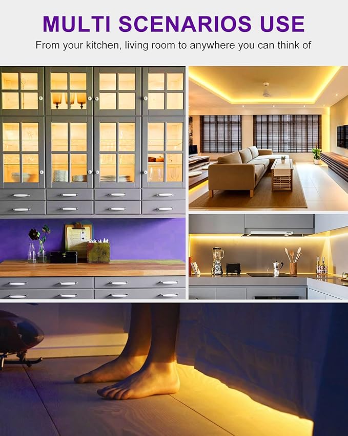HitLights LED Strip Lights Warm White 3000K, 16.4ft High Density Tape Light, UL-Listed, 600 LEDs, 300Lm/ft, 12V Flexible Dimmable Rope Lights for Bedroom, Kitchen, Cabinet (Power Source Not Included)