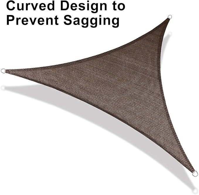 LOVE STORY 16' x 16' x 22' Right Triangle Brown Sun Shade Sail Canopy UV Block for Outdoor Patio Garden Backyard