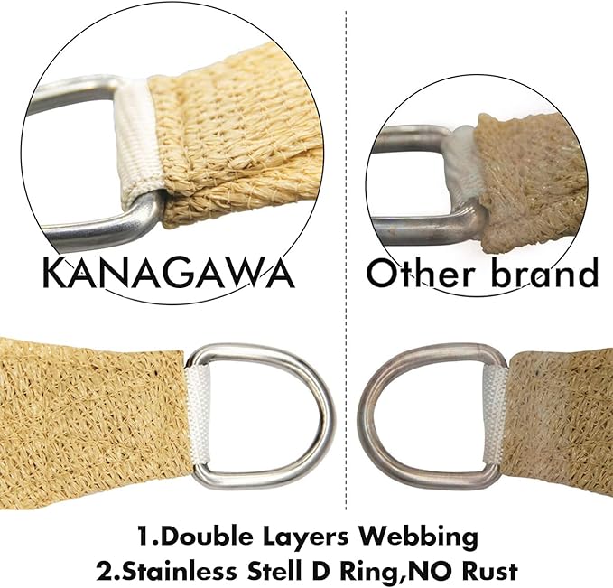 KANAGAWA 6'X20' Sand Custom Size Sun Shade Sail Rectangle UV Block Canopy Cover for Patio Backyard Lawn Garden Outdoor (Customized Available)