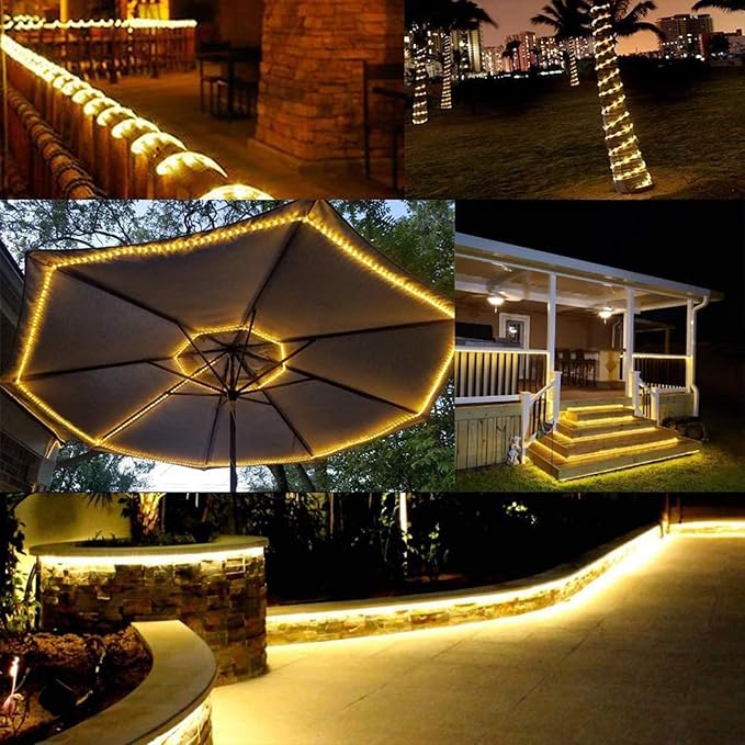150ft LED Rope Lights Outdoor, 1080 LED Connectable and Flexible Tube Lights with 8 Modes, Waterproof LED Rope Lighting for Garden, Patio, Bedroom, Party, Pool, Indoor Outdoor Decoration (Warm White)