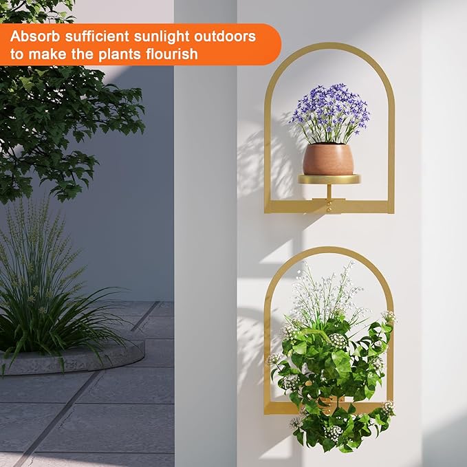 Wall Plant Holder, Wall Planter for Indoor Plants, Window Plant shelves for Multiple Plants Indoor Outdoor, Framed Plant Holder for Home Decor (3 Pack)