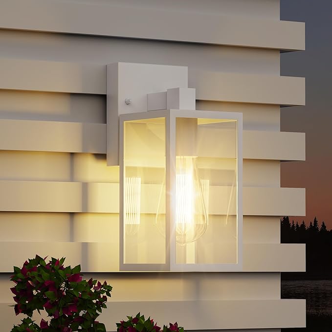 WIHTU White Outdoor Lights for House, LED Exterior Front Porch Light fixtures for Outside, Waterproof Wall Sconce Lantern Lamp, Coach Lights for Patio, Garage, Doorway, Entryway
