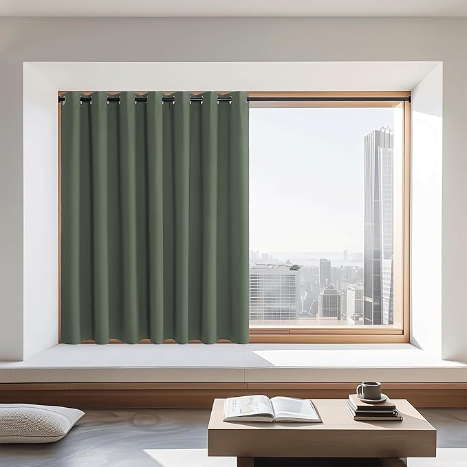 NICETOWN Blackout Curtains 72 inches Long, Grommet Privacy Window Treatment Thermal Insulated Room Darkening Sliding Glass Door Drape for Bedroom Living Room, 1 Panel, W100 x L72, Dark Mallard