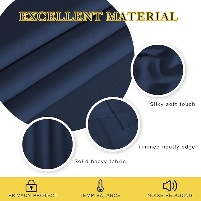 NICETOWN Blackout Curtain Panel for Bedroom - Window Treatment Energy Saving Thermal Insulated Solid Grommet Drapes for Doorway/Living Room (Navy, 1 Panel, W66 x L66)
