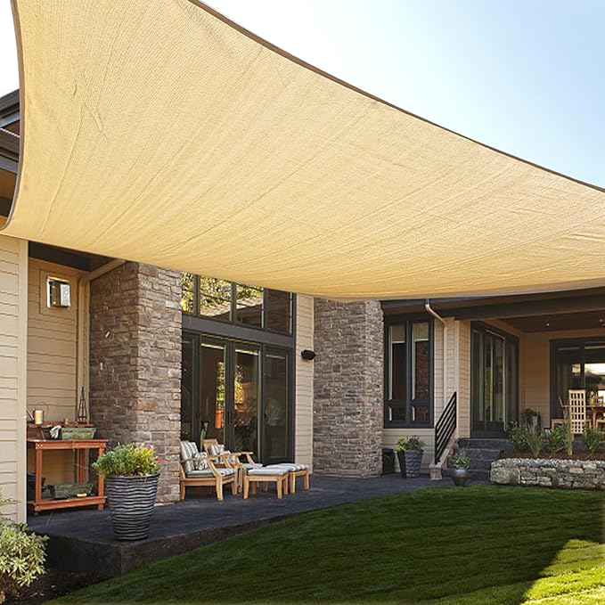 LOVE STORY Custom Size 10'x18' Sand Sun Shade Sail Rectangle UV Block Canopy Patio Sail Sunshades Fabric for Outdoor Garden Carport (We Make Custom Size)