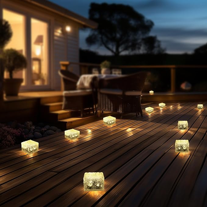 Solar Brick Lights-Outdoor Solar Lights for Yard-Solar Brick Landscape Path Light 6 Pack LED Light Brick Garden Decor for Pathway Patio Walkway Backyard Decoration