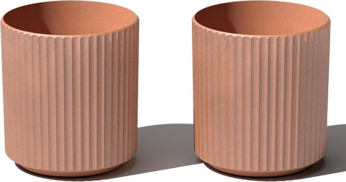 Veradek Demi Series Round Planter for Porch, Patio, Backyard | Durable Plastic-Stone Composite Material | Modern Décor for Tall Plants, Flowers