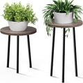 Plant Stand Indoor Tall: Corner Wood Plant Stand 2 Pack Mid Century Modern Decor - Small Round Plant Table for Indoor Plants - Outdoor Plant Holder for Patio Living Room Bathroom Office (Grey Wood)