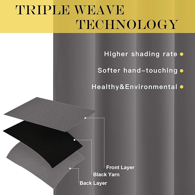 NICETOWN Blackout Gray Curtain 110 inch Length, Grommet Extra Long Thermal Curtain Room Darkening Window Treatment for Living Room/Sliding Door, W66 x L110, 1 Panel