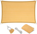 Eden's Decor Straight Flat-Edged Sun Shade Sail Rectangular 10' x 21' Wheat UV-Blocking Outdoor Canopy Fabric Cloth Awning for Pergola Patio Garden Backyard Custom Size