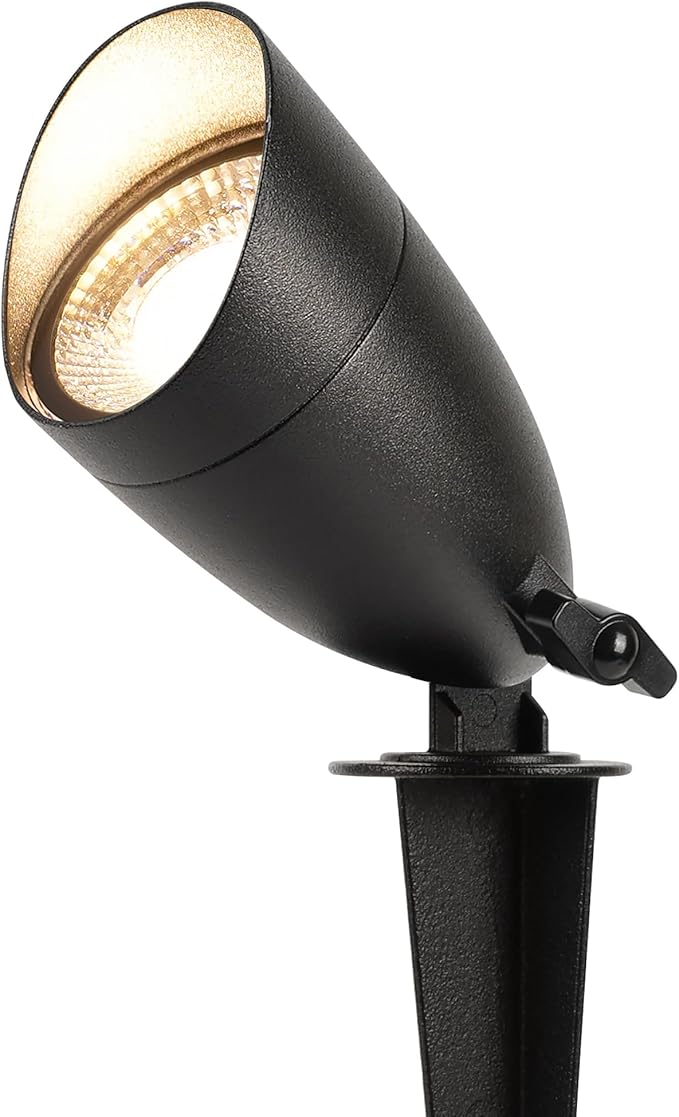 LUTEC 12V Low Voltage Landscape Lighting, Die-cast Aluminum Spot Lights with Connectors, IP65 Waterproof Outdoor Landscape Spotlights, 5W 550LM Warm White 3000K for Tree Garden Yard Pathway, 1 Pack