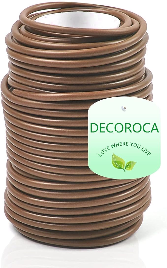 Decoroca Soft Plant Ties for Support - 65.6' Reusable Waterproof Plant Wire, 3.5mm Garden Twist, Office Organization and Decoration Binding（1pc/Brown）