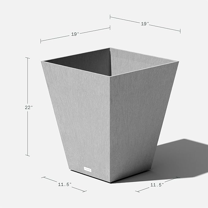 Veradek Pure Series Nobleton Plastic Planter - Large Pots for Indoor or Outdoor Porch/Patio | Durable All-Weather Use with Drainage Holes | Modern Planter Décor for Flowers, Shrubs, Trees