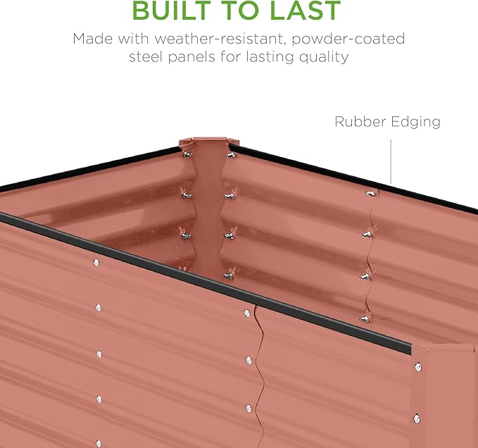 Best Choice Products 4x2x2ft Outdoor Metal Raised Garden Bed, Deep Root Planter Box for Vegetables, Flowers, Herbs, and Succulents w/ 119 Gallon Capacity - Terracotta