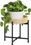 Bamworld Rattan Plant Stand Indoor Boho Plant Table for Large Plants Single Plant Stool Plant Holder for Living Room Bedroom