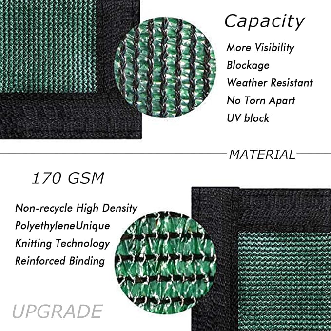 UPGRADE Privacy Fence Screen 3'x71' Dark Green Outdoor 90% Visibility Blockage 170 GSM Mesh Shade Cover Panels for Backyard,Balcony,Home Decoration with Zip Ties,Customized Avaliable