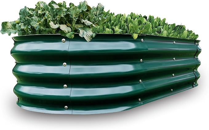 Gardmax Galvanized Raised Garden Bed, Lightweight Planter Boxes Outdoor with Easy Assembly, Large Garden Bed for Vegetables, Fruits, Flower Dark Green 8FT