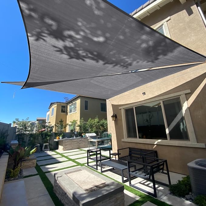 SUNLAX Sun Shade Sail 17' x 24' x 29.4' Dark Grey Rectangle Canopy Sail Shade Cover UV Block Permeable Sunshade Outdoor for Patio Backyard Deck Pergola (We Make Custom Size)
