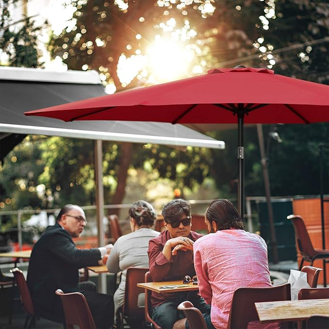 Simple Deluxe 9' Patio Umbrella Outdoor Table Market Yard Umbrella with Push Button Tilt/Crank