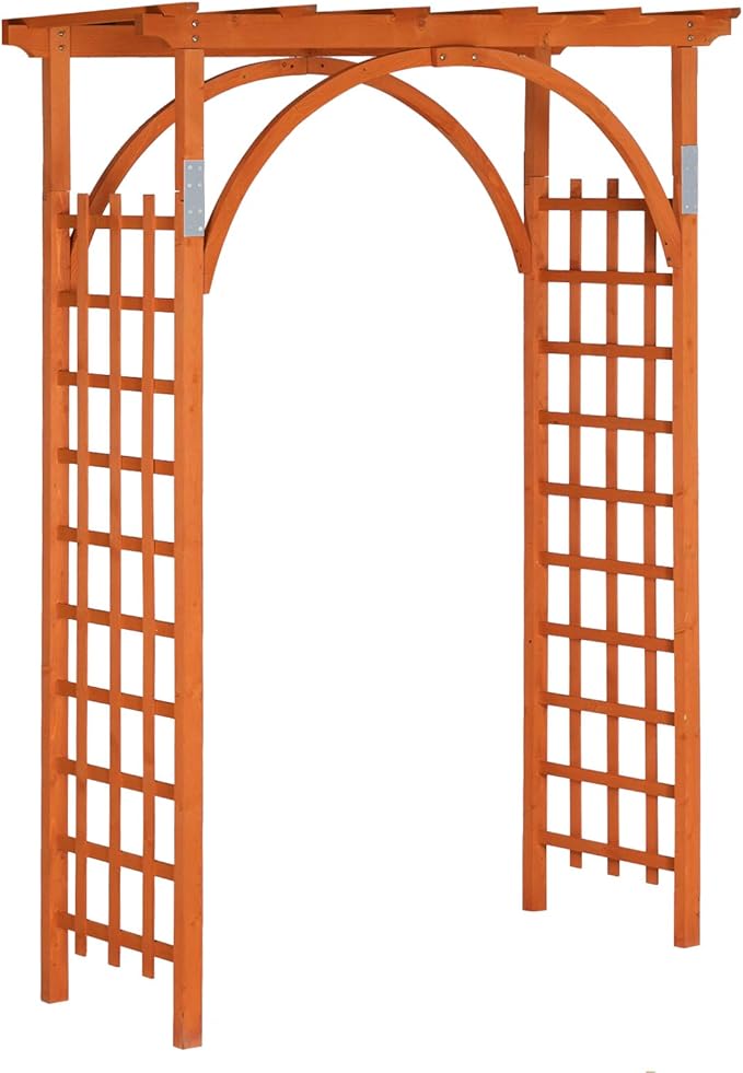 VINGLI 85in Wooden Arbor, Wedding Arch for Ceremony, Wood Trellis for Plant Climbing, Christmas Decor Pergola for Garden Backyard, Lawn (Teak)