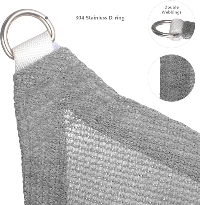 Eden's Decor Straight Flat-Edged Sun Shade Sail Rectangular 6' x 10' Grey UV-Blocking Outdoor Canopy Fabric Cloth Awning for Pergola Patio Garden Backyard Custom Size