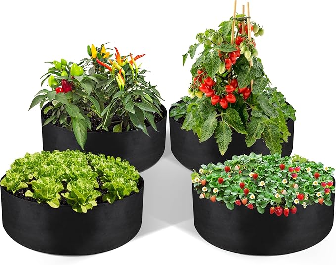 LBTING 4Pcs 30 Gallon Plant Grow Bags, Fabric Raised Planting Bed Heavy Duty Non-Woven Fabric Planter Pots for Garden Vegetables Flowers