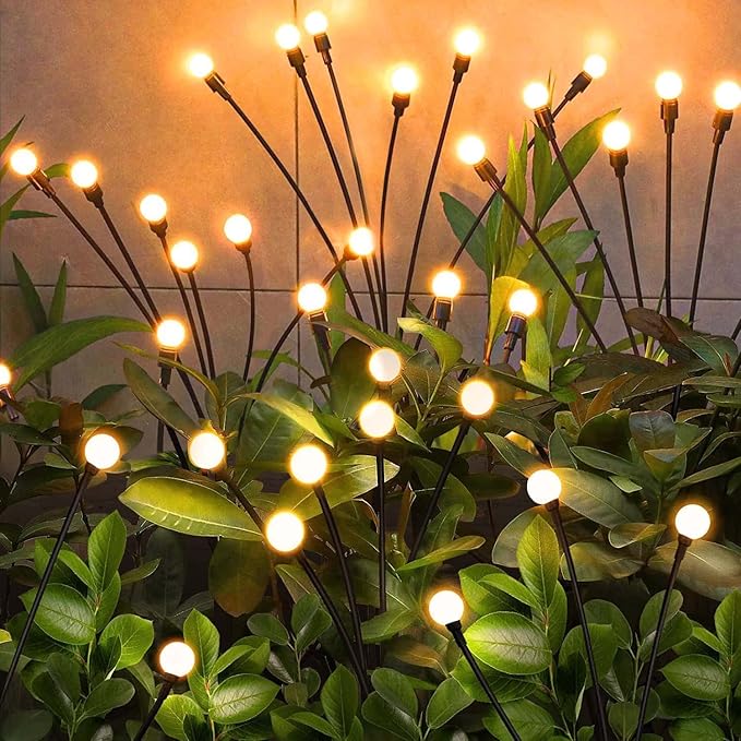 Solar Garden Lights Outdoor, 6 Pack 48LED Waterproof Solar Powered Lights for Yard Pathway Patio, Swaying Lawn Decor as Gardening Gifts for Women Holiday