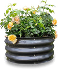 GARDMAX 2x2x1FT Galvanized Round Raised Garden Bed Kit, Metal Planter Boxes Outdoor with Easy Assembly, Large Garden Bed for Vegetables, Fruits, Flower, Herbs Dark Gray