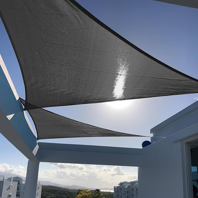 SUNNY GUARD Custom Size 13'x16'x16' Triangle Graphite Grey UV Block Sunshade for Backyard Yard Deck Patio Garden Outdoor Activities and Facility(Customized)