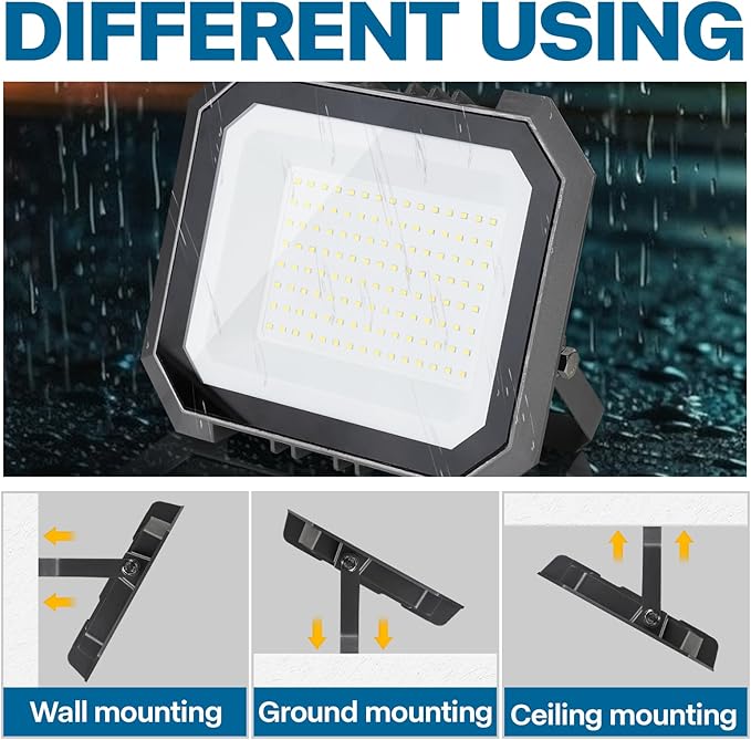 2 Pack LED Flood Lights Outdoor, 200W 20000LM Super Bright Floodlight Outside Work Light with 5.9FT Plug, IP65 Waterproof 6000K Outdoor LED Flood Light for Garage, Yard, Lawn, Garden