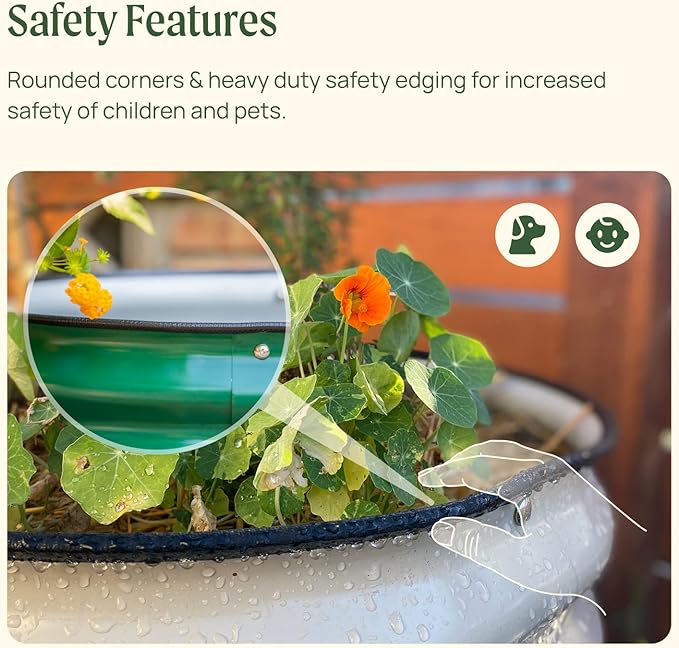 Vego garden 17" Tall 42" Round Raised Garden Bed Metal Raised Bed Planter Box for Vegetables Flowers Patio, Olive Green