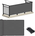 LOVE STORY 3'x10' Dark Grey Balcony Privacy Screen Fence Cover (HDPE) UV Protection Weather-Resistant 3 FT Height Shield for Deck, Patio, Backyard, Outdoor Pool, Porch, Railing