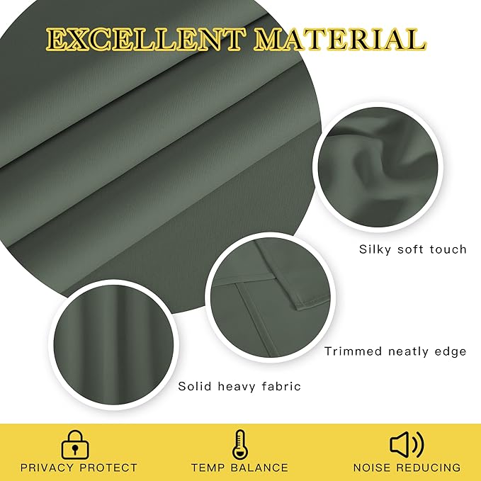 NICETOWN Room Darkening Curtain for Sliding Glass Door, Grommet Energy Saving Sound Reducing Room Divider Drape Thermal Insulated for Living Room/Garage, Dark Mallard, W100 x L120, 1 Piece