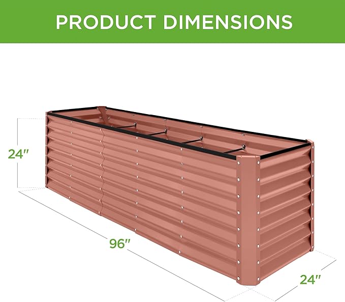Best Choice Products 8x2x2ft Outdoor Metal Raised Garden Bed, Rectangular Deep Root Planter Box for Vegetables, Flowers, Herbs, and Succulents w/ 239 Gallon Capacity - Terracotta