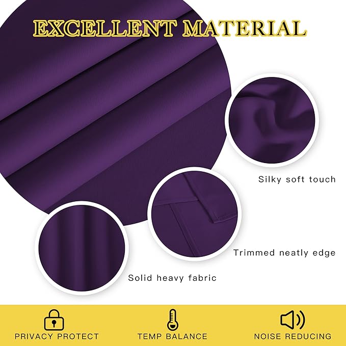 NICETOWN Blackout Sliding Glass Door Curtains, Room Darkening Thermal Insulated Curtains for Living Room Bedroom, Extra Wide Window Drapes, 1 Panel, W80 x L118, Royal Purple