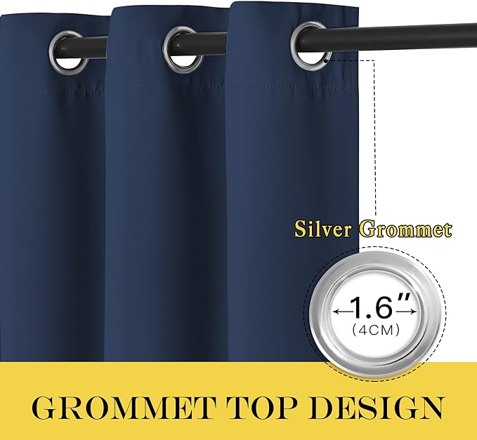 NICETOWN Blackout Wide Sliding Door Curtains - Insulated Noise Reduction Drapes, Privacy Vertical Blind for Living Room & Bedroom (Navy, W100 x L95 inches)