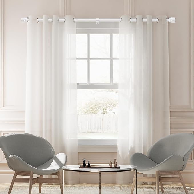 1” Diameter Curtain Rods Itself is 30 to 90 inch 1 Pack Fit 30-84 inch Window with Heavy Duty Adjustable Rod Matte White Splicing Metal Extra Long Curtain Rod for Windows