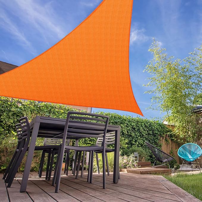 E&K Sunrise 13' x 13' x 13' Sun Shade Sail Triangle Canopy Shade Cover UV Block for Patio Backyard Garden Outdoor (Orange)