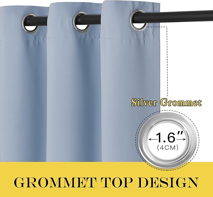 NICETOWN Privacy Room Divider Curtain Thermal Blackout Curtain for Patio Door, Living Room, Bedroom Partition and Shared Office Space, 1 Grommet Panel, Vintage Blue, 100 inch x 108 inch Long
