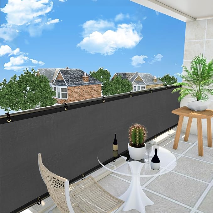 UPGRADE Privacy Fence Screen 5'x16' Dark Grey Outdoor 90% Visibility Blockage 170 GSM Mesh Shade Cover Panels for Backyard,Balcony,Home Decoration with Zip Ties,Customized Avaliable