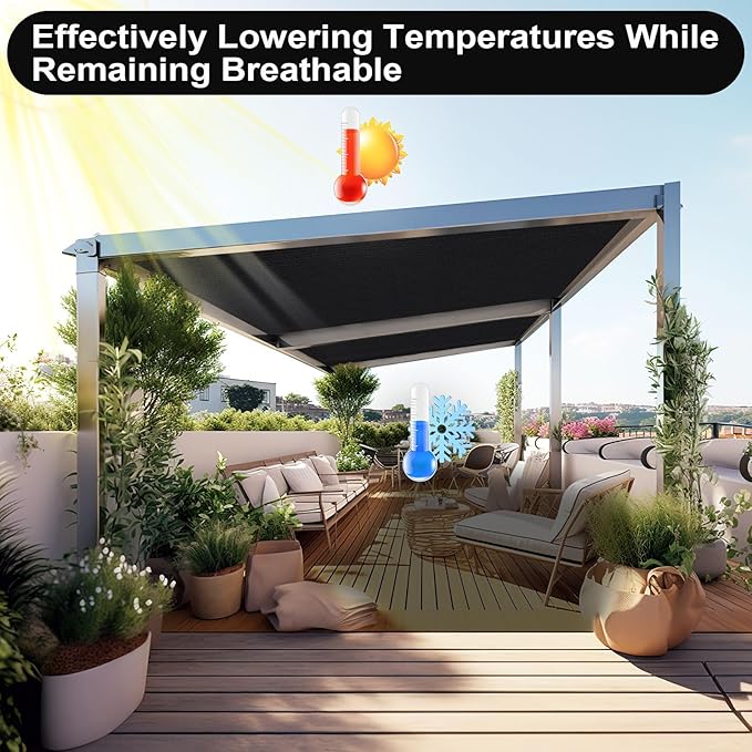 Artpuch 90% Sun Shade Cloth, 12 x 16 FT Pergola Shade Cover Canopy with Grommets, Sun Screen Fabric Tarp for Patio, Outdoor, Garden, Backyard, Black
