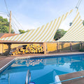 E&K Sunrise 15' x 15' x 15' Sun Shade Sail Triangle Canopy Shade Cover UV Block for Patio Backyard Garden Outdoor (Beige White Strip)