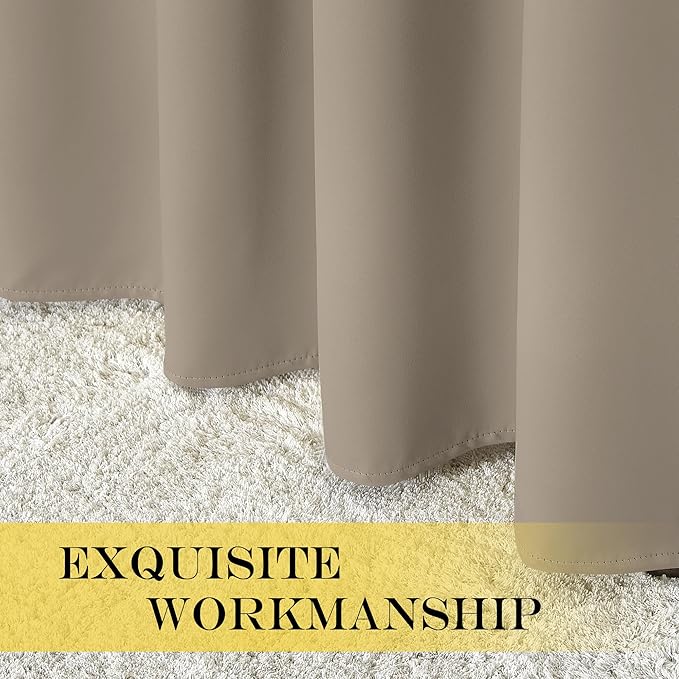 NICETOWN Blackout Curtain Drape 72 inch Long - Grommet Noise Reducing Thermal Insulated Modern Window Treatments for Bedroom Living Room (1 Panel, 52 x 72 Inch, Taupe)