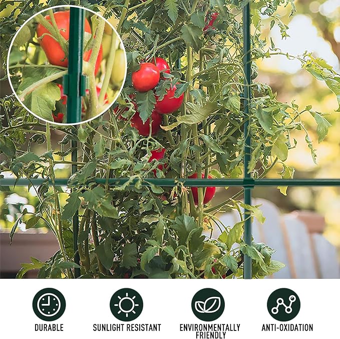 MAXPACE 249pcs Garden Stakes Kit: Includes 80 Sets of Fiberglass Plant Sticks Supports & Accessories for DIY 4ft, 5ft, 6ft, 7ft Stakes for Tomato, Vegetables, Indoor & Outdoor Gardening Supplies