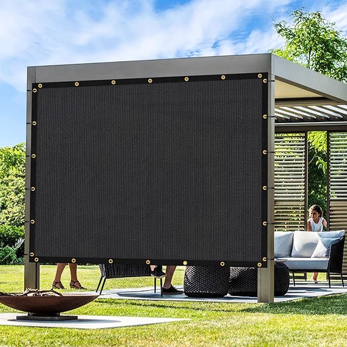 Artpuch Outdoor Pergola Shade Cover 10x23 FT Sun Shade Cloth with Grommets Black 90% UV Protection Canopy Patio Privacy Screen (Customized Available)