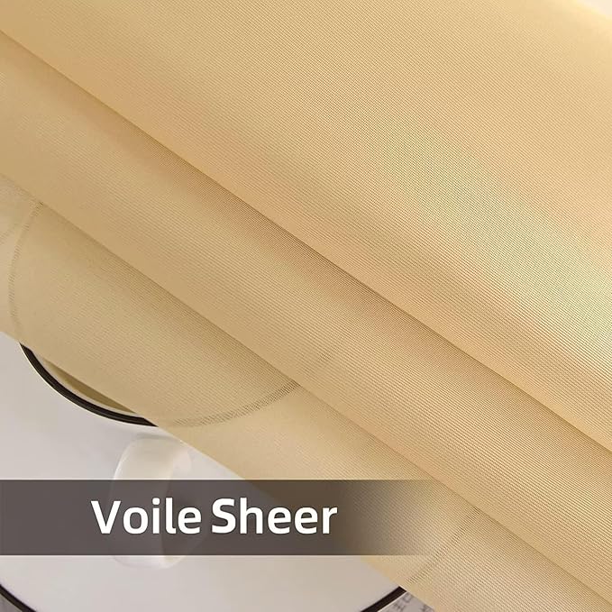 SpaceDresser Waterproof Outdoor Sheer Curtains for Patio - 4 Panels Rod Pocket Indoor Voile Sheer Curtain for Living Room,52W x 120L inch,Beige