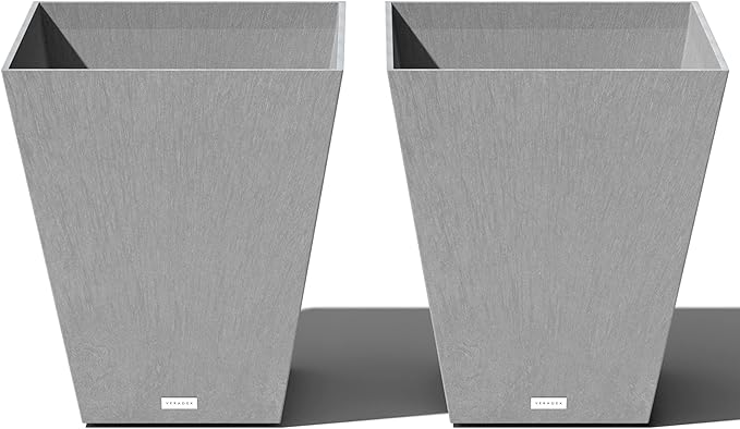 Veradek Pure Series Nobleton Plastic Planter - Large Pots for Indoor or Outdoor Porch/Patio | Durable All-Weather Use with Drainage Holes | Modern Planter Décor for Flowers, Shrubs, Trees