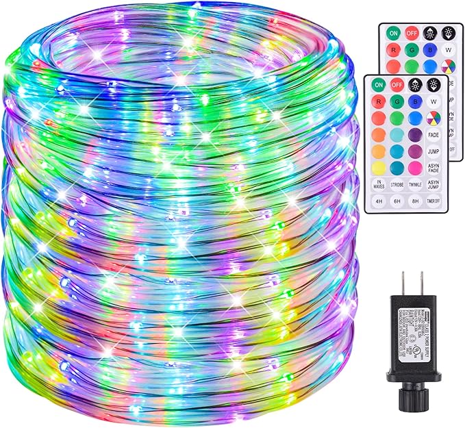 200Ft Rope Lights Outdoor, 18 Colors Changing 610 LED String Lights Plug in with Remote, IP68 Waterproof Twinkle Fairy Light Rope Lighting Indoor for Bedroom Patio Christmas Halloween Decor
